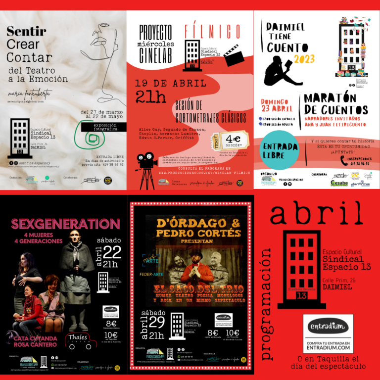 La sala cultural autogestionada SINDICAL ESPACIO 13 en Daimiel destaca de nuevo por su programación variada en abril y mayo
