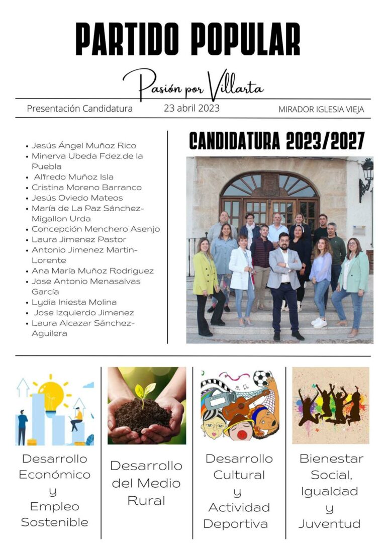 El PP presenta una candidatura en Villarta de San Juan «con hombres y mujeres que sienten pasión por su pueblo y  ganas de trabajar para que prospere»