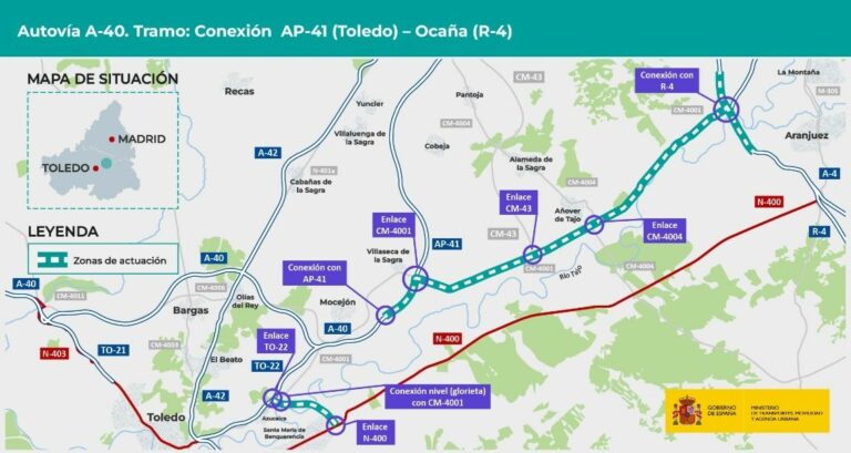 Aprobado el estudio informativo para el tramo de la A-40 entre Toledo y Ocaña, con una inversión de 204 millones