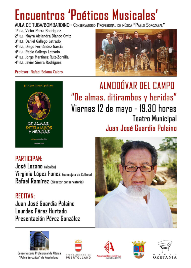 Tuba, Bombardino y ‘De almas, ditirambos y heridas’ de Juan José Guardia Polaino en Almodóvar del Campo