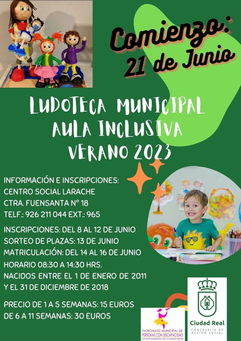 La ludoteca municipal y aula inclusiva verano 2023 de Ciudad Real comenzará el 21 de junio