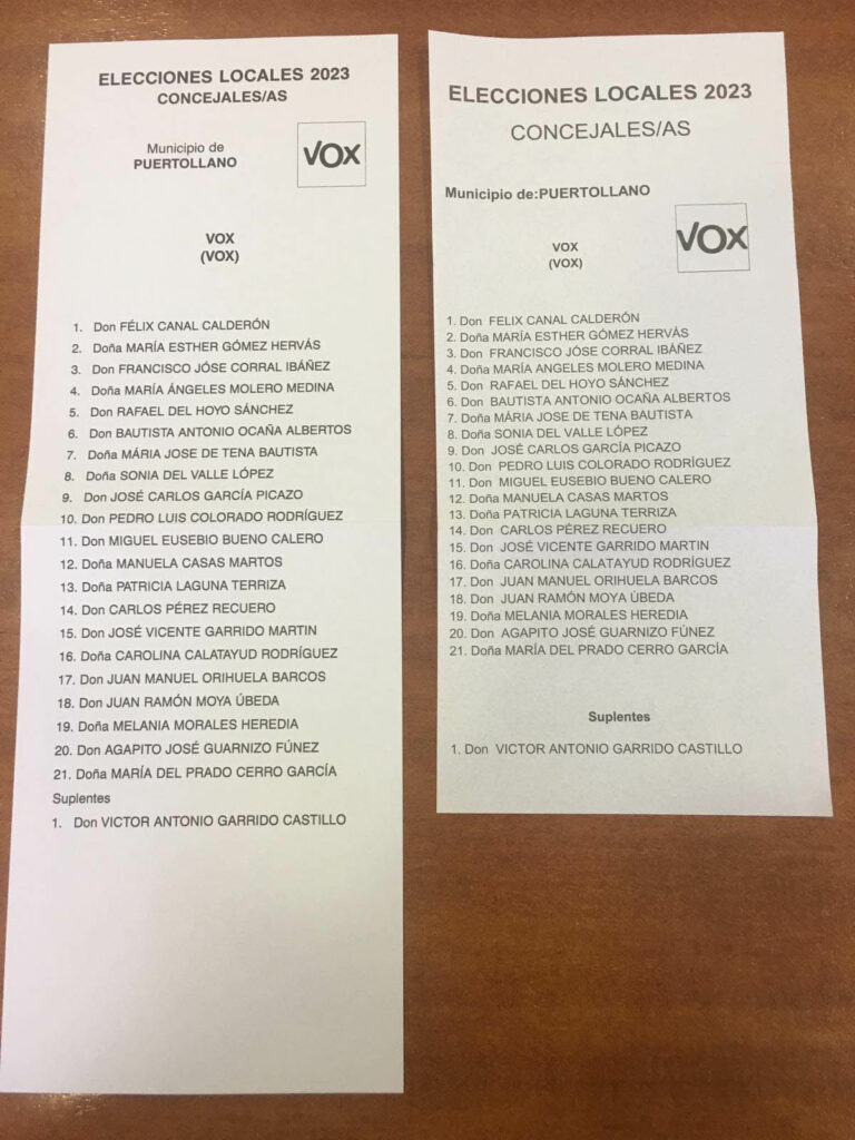 Comunicado de Vox ante un «posible quebranto» de los derechos fundamentales de los electores de Puertollano