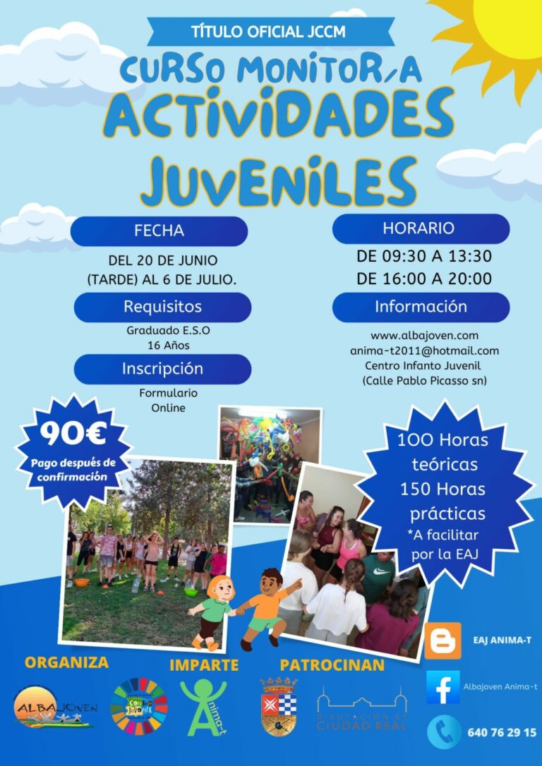 Nuevo curso de Monitor de Actividades Juveniles en Argamasilla de Alba