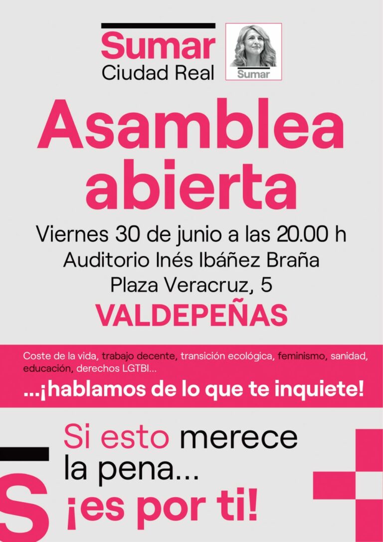 Sumar convoca una asamblea ciudadana en Valdepeñas