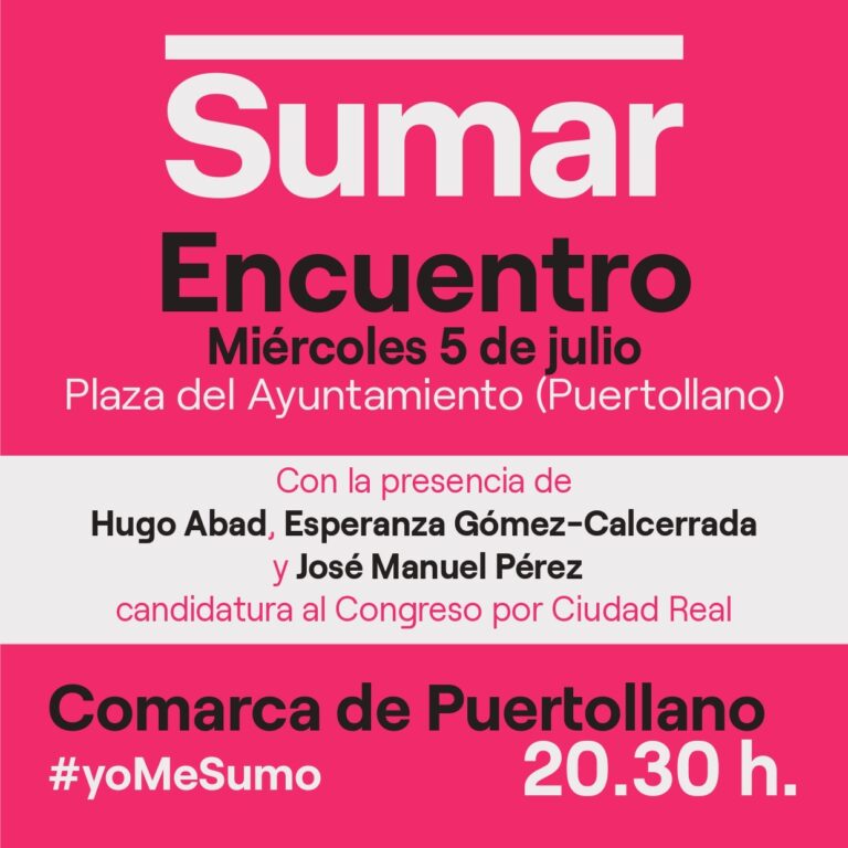 Sumar mantendrá un encuentro con la ciudadanía de Puertollano este miércoles