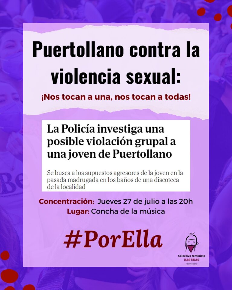 Puertollano: Hartikas convoca este jueves una concentración de protesta tras la presunta violación grupal de una joven