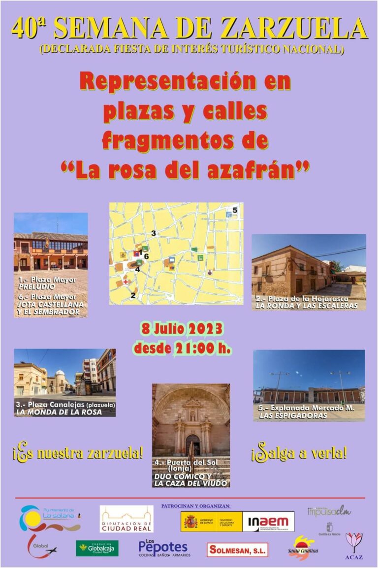 La Solana programa una gran noche de zarzuela al aire libre con la Representación en plazas y calles de fragmentos de “La Rosa del Azafrán”