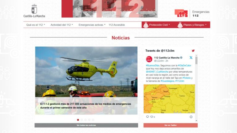 La página web del 1-1-2 de Castilla-La Mancha recibe cerca de 50.000 visitas en los primeros seis meses del 2023