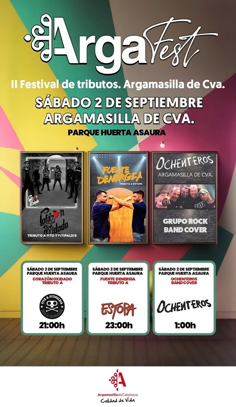 Argamasilla de Calatrava: Tributos a Fito y Fitipaldis, Estopa y rock de los 80 en la segunda edición del ArgaFest