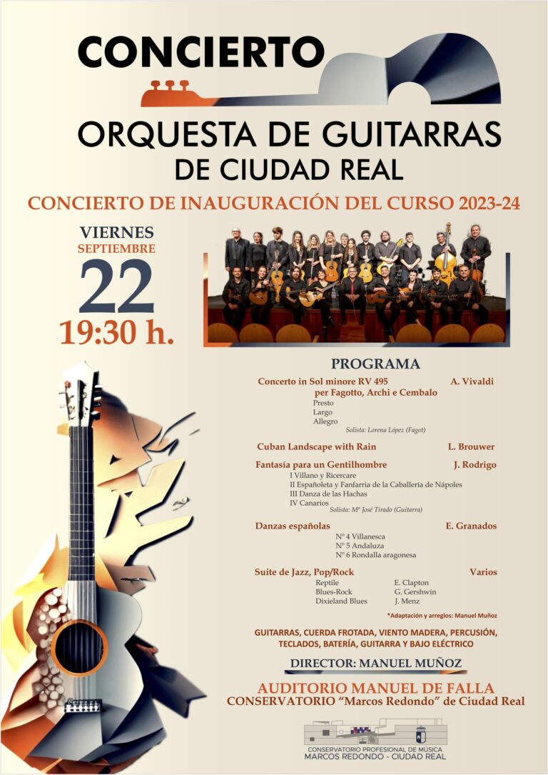 La Orquesta de Guitarras de Ciudad Real ofrece un concierto en el Conservatorio “Marcos Redondo” con motivo de la inauguración del año académico