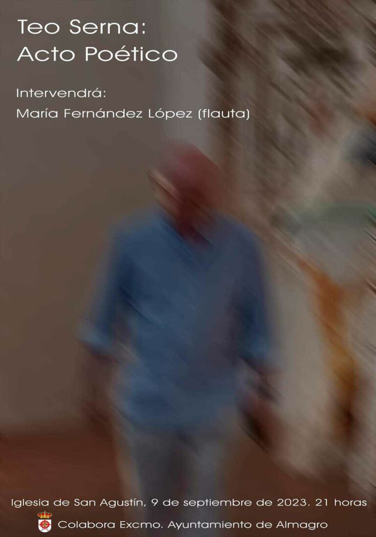 Teo Serna protagonizará este sábado un acto poético en la Iglesia de San Agustín de Almagro