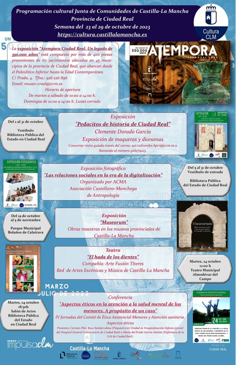 Exposiciones, teatro, conferencias o presentaciones literarias componen la programación cultual de la Junta en la provincia de Ciudad Real