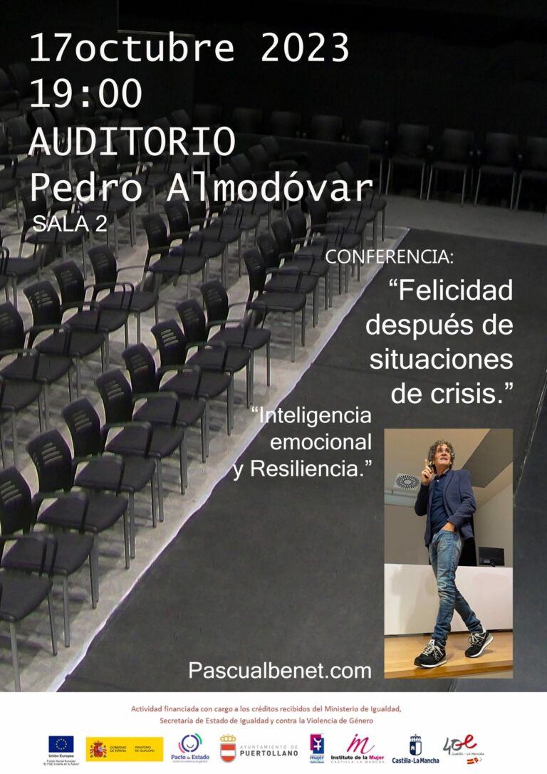 Puertollano: La concejalía de Igualdad organiza la conferencia “Felicidad después de situaciones de crisis. Inteligencia emocional y Resiliencia»