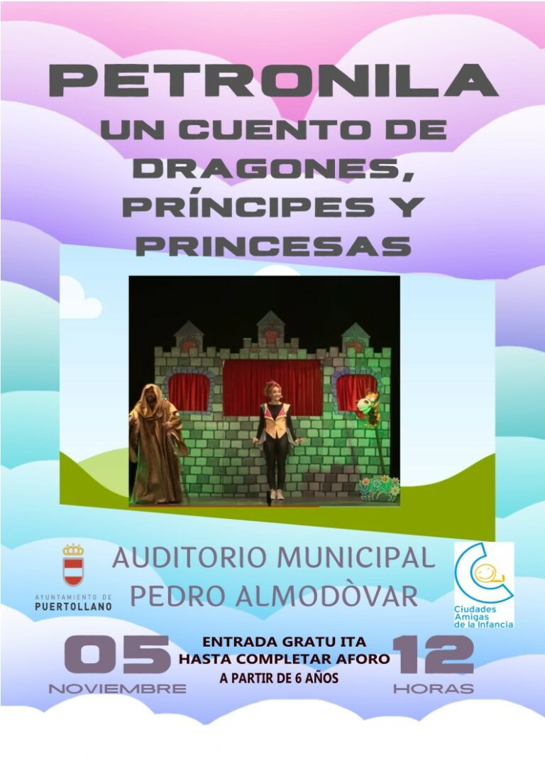 Función infantil de «Petronila, un cuento de príncipes, princesas y dragones» el domingo en el Auditorio con la concejalía de Juventud