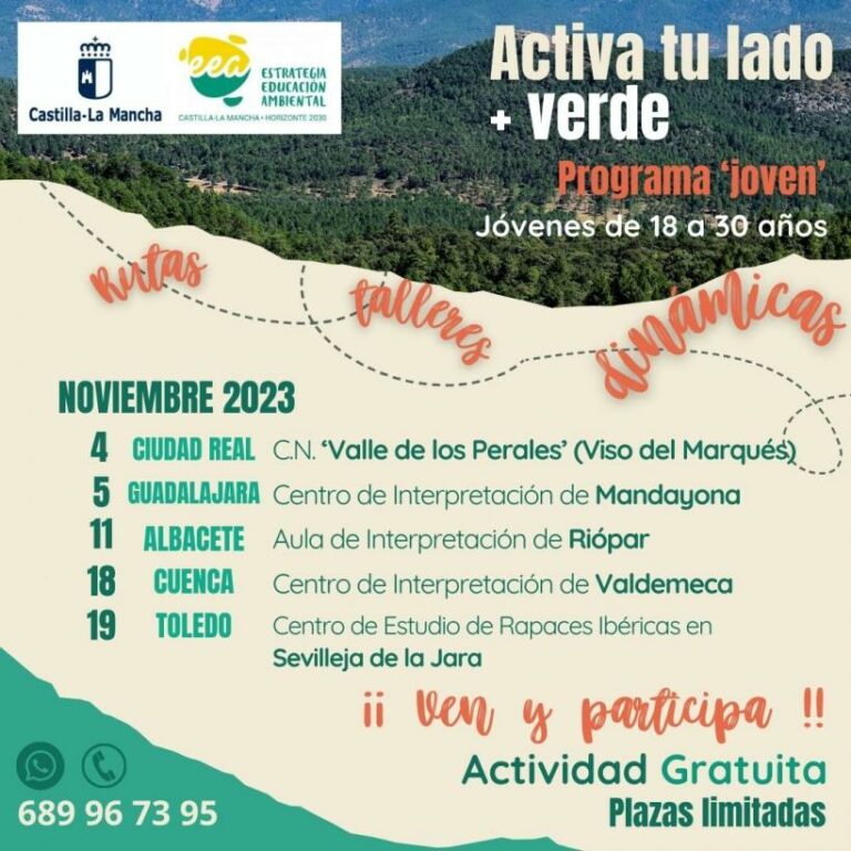 El Gobierno regional pone en marcha el programa joven de educación ambiental ‘Activa tu lado + verde’ con jornadas gratuitas a espacios naturales en las cinco provincias