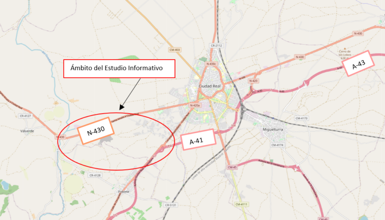 El Gobierno publica la licitación del estudio informativo de la Variante Suroeste de Ciudad Real