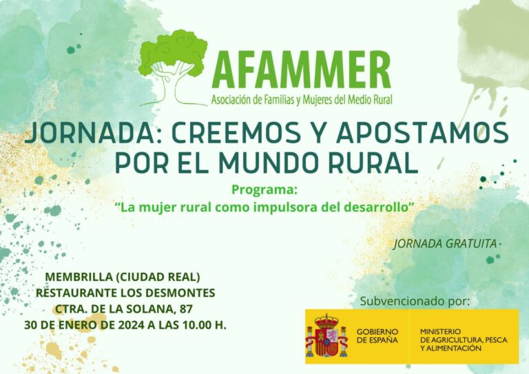 “AFAMMER celebrará una Jornada en Membrilla para impulsar a la mujer rural en la toma de decisiones”