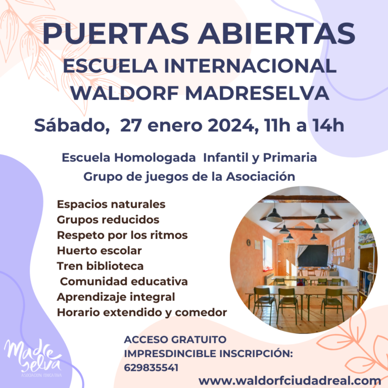Ciudad Real: La Escuela Internacional Waldorf Madreselva celebra jornada de puertas abiertas el sábado