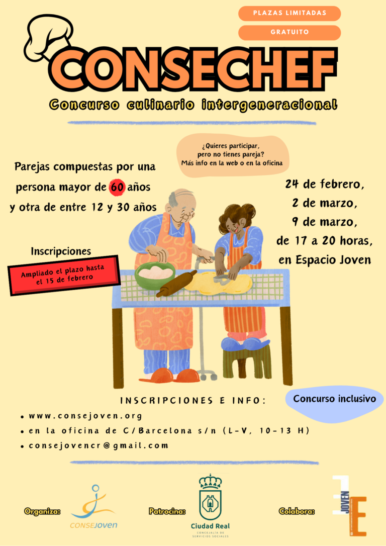 Ciudad Real: Servicios Sociales y Consejoven organizan ‘Consechef’, el primer concurso culinario intergeneracional