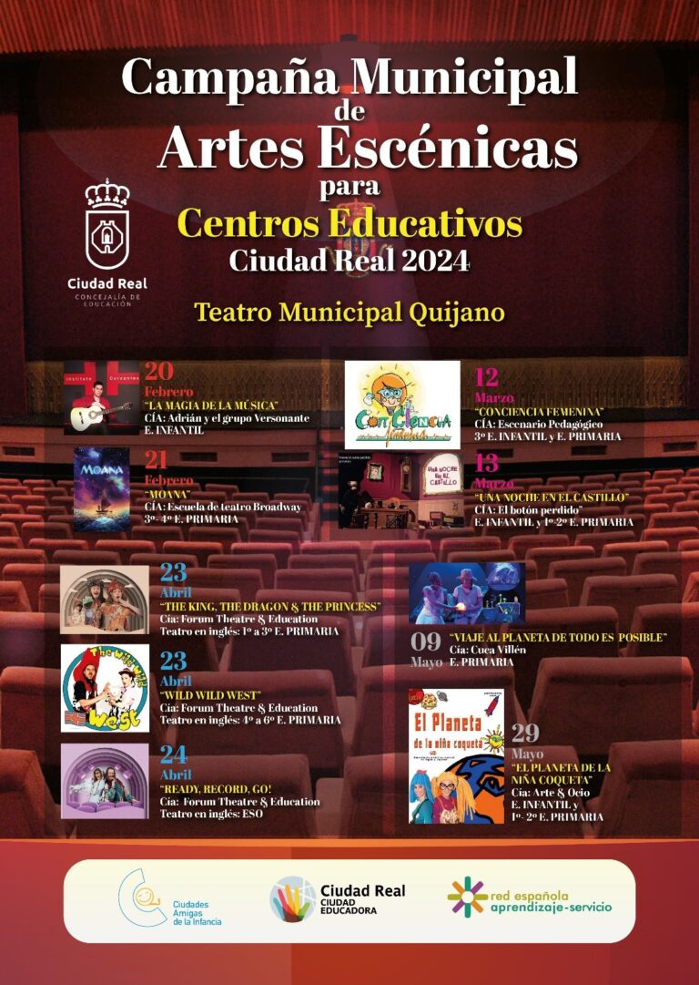 Ciudad Real ofrece 15 sesiones de artes escénicas para alumnos de Infantil a Secundaria desde febrero hasta marzo