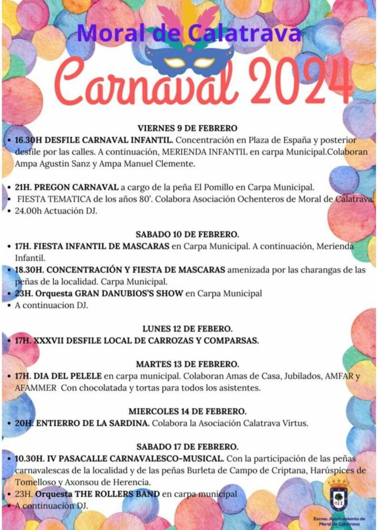 La «improvisación y la falta de originalidad» marcan el Carnaval 2024 en Moral de Calatrava, según el PSOE