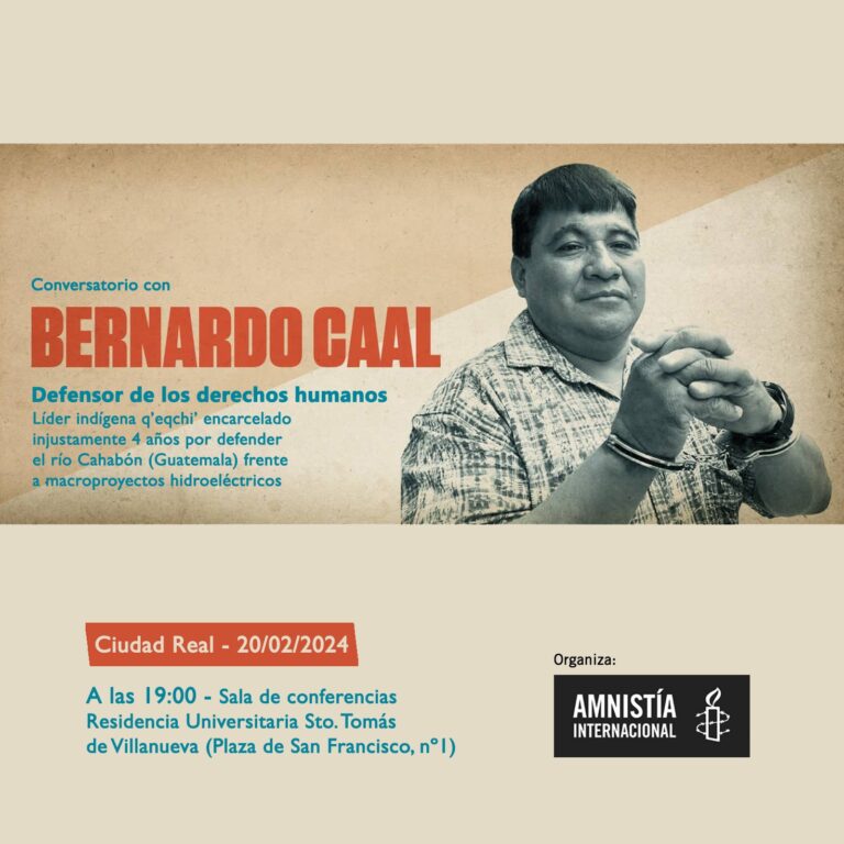 El Defensor de Derechos Humanos y ambientales, Bernardo Caal, dará una conferencia en Ciudad Real sobre su lucha por los ríos amenazados en Guatemala