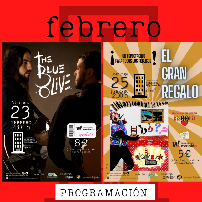 Concierto, espectáculo familiar y exposición pictórica en el último fin de semana de febrero en Sindical Espacio 13