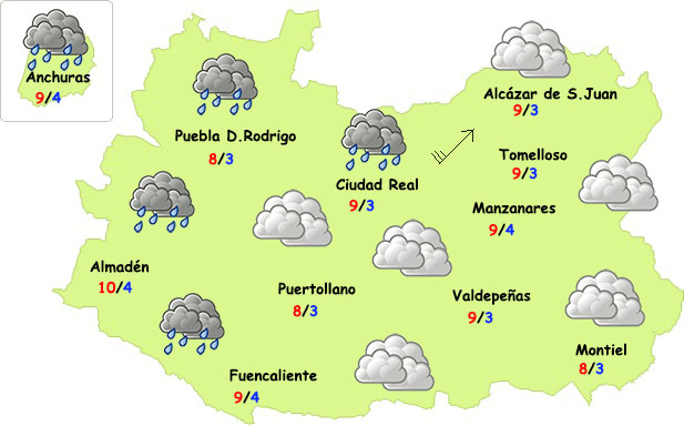 El tiempo en Ciudad Real: alguna lluvia el lunes y tiempo más estable el martes