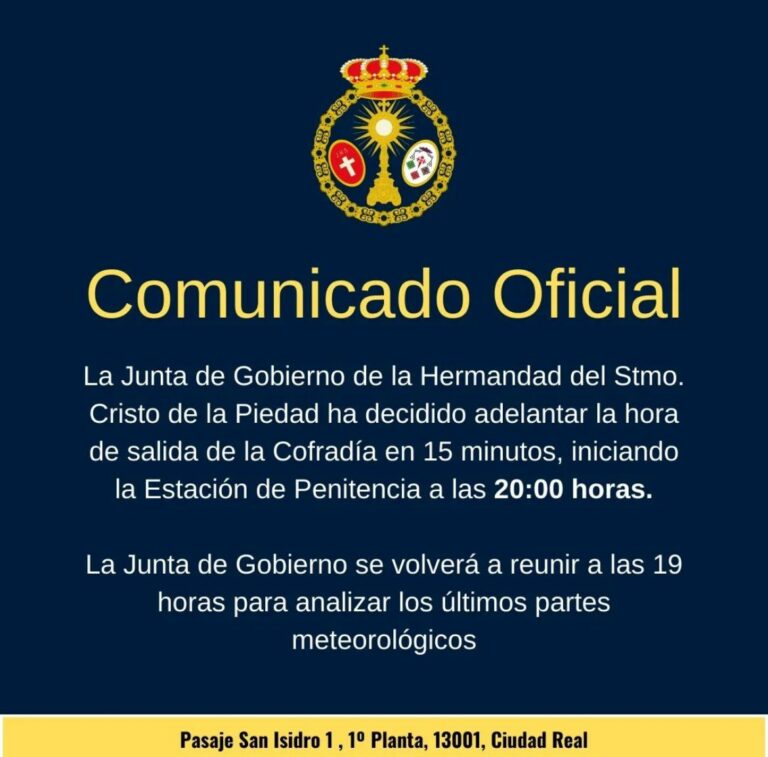 La procesión del Santo Entierro se adelanta quince minutos