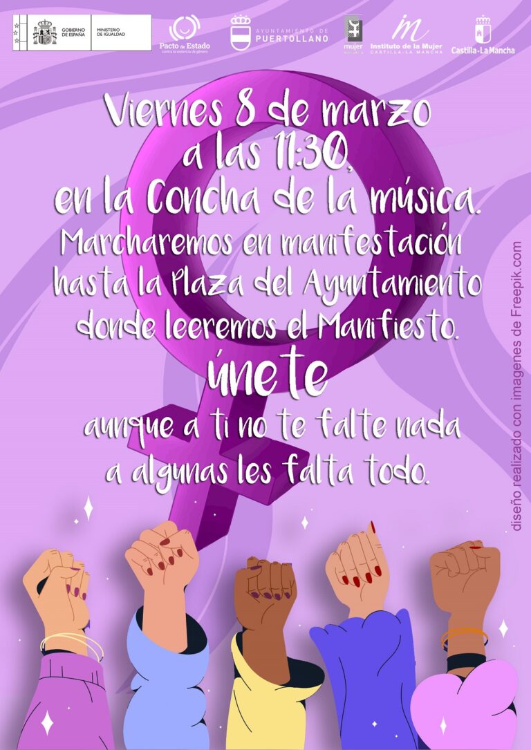 Puertollano: Igualdad anima a participar el viernes en la marcha ciudadana y en el manifiesto del día de la mujer