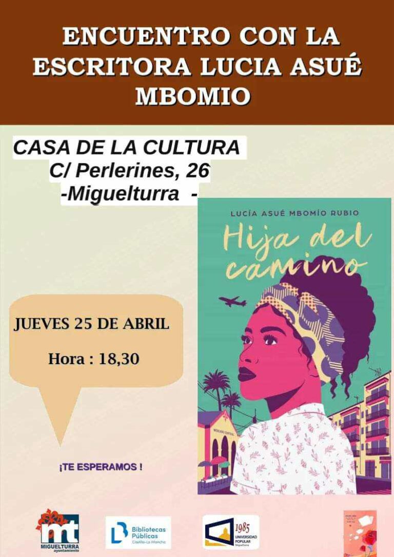 La Casa de Cultura de Miguelturra acogerá el 25 de abril un encuentro con la escritora Lucía Asué Mbomio Rubio