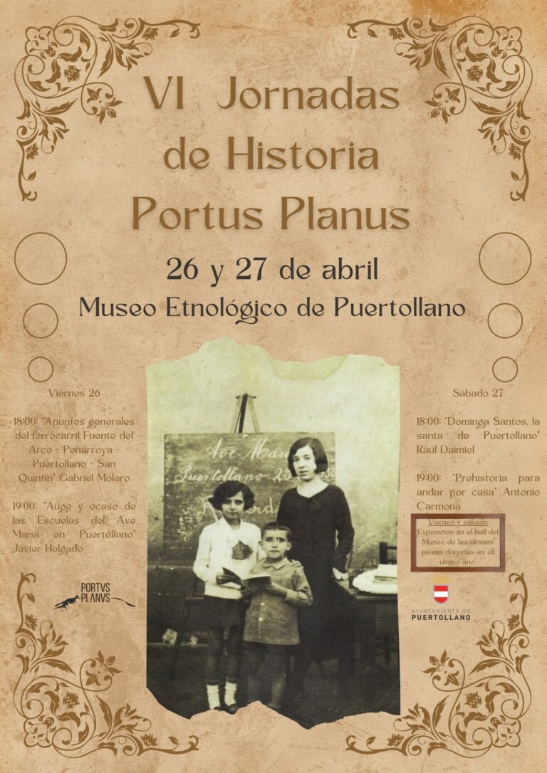 La Asociación Cultural Portus Planus celebrará las Jornadas de Historia de Puertollano el 26 y 27 de abril