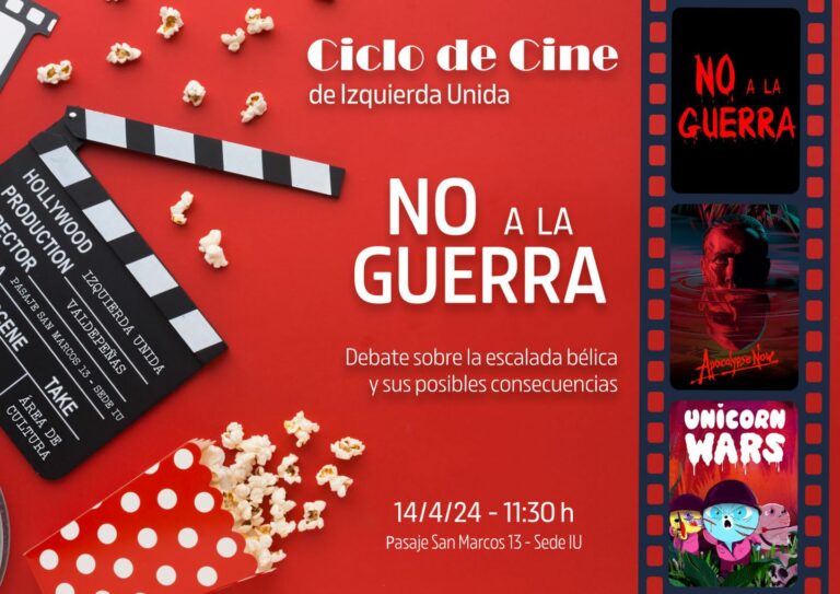 Izquierda Unida Valdepeñas retoma su “Ciclo de cine” con una proyección antibelicista para abordar la escalada actual