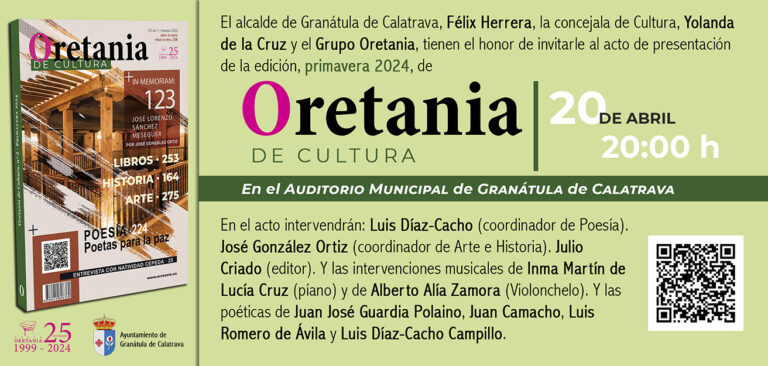 Música y poesía en Granátula de Calatrava para la puesta de largo de la edición en papel de ‘Oretania de Cultura. Primavera 2024’