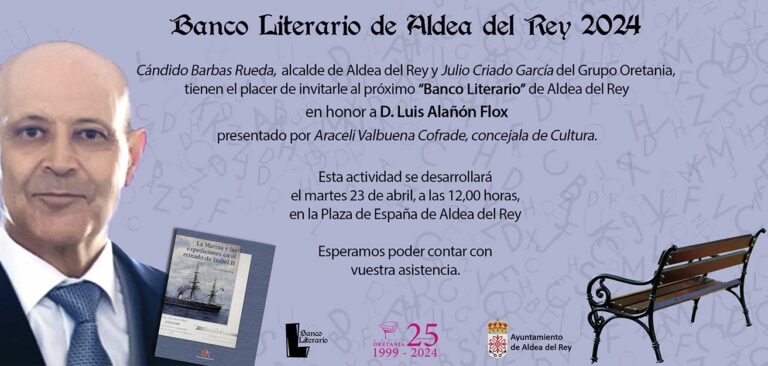 El Doctor Luis Alañón Flox, será Banco Literario 2024 en Aldea del Rey
