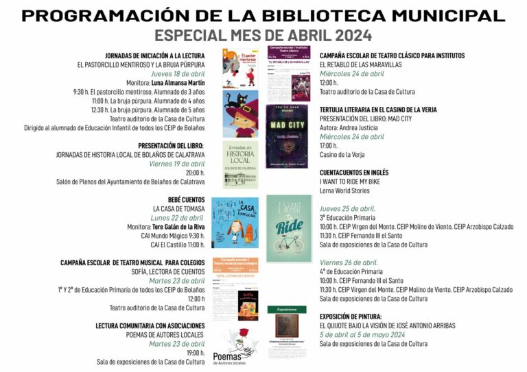 Comienzan las actividades de la Biblioteca Municipal de Bolaños de Calatrava conmemorativas del Día del Libro.