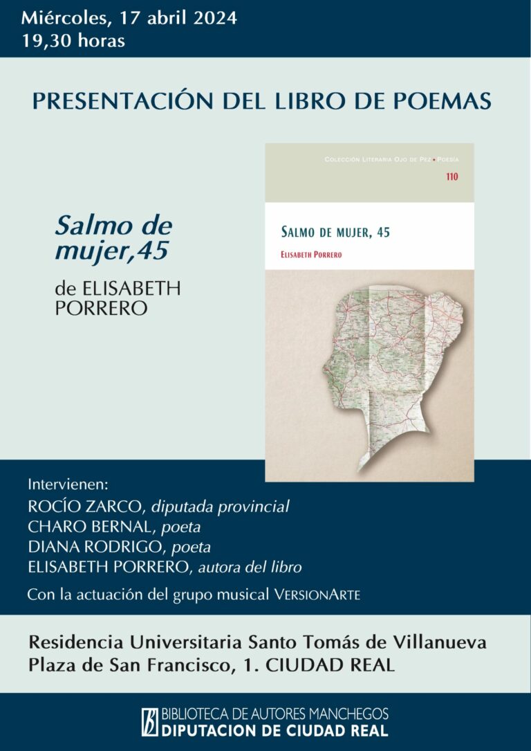 La escritora Elisabeth Porrero presenta el próximo miércoles el poemario ‘Salmo de mujer, 45’