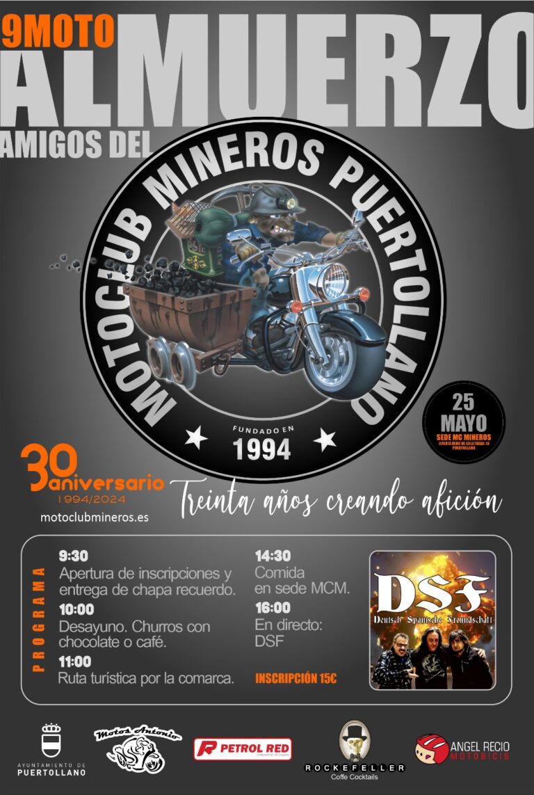Puertollano: El Motoclub Mineros comienza la celebración de su 30 aniversario con el IX Motoalmuerzo