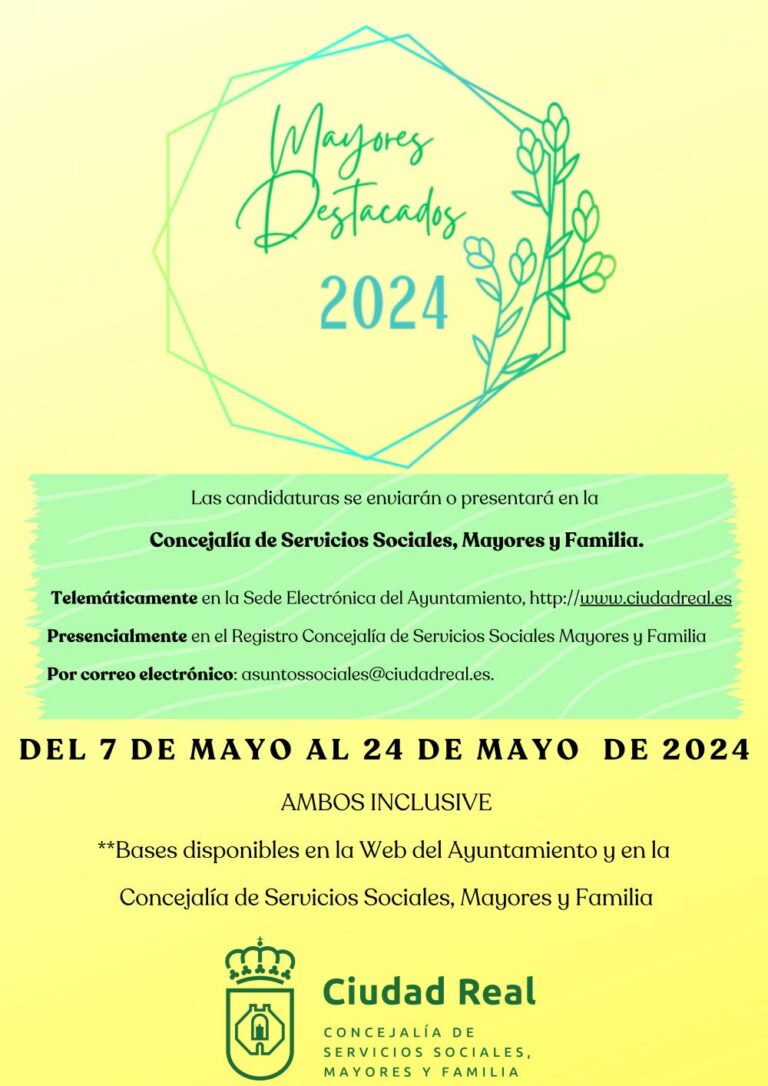 Hasta el 24 de mayo estará abierto el plazo para presentar candidaturas al nombramiento de Mayores Destacados 2024