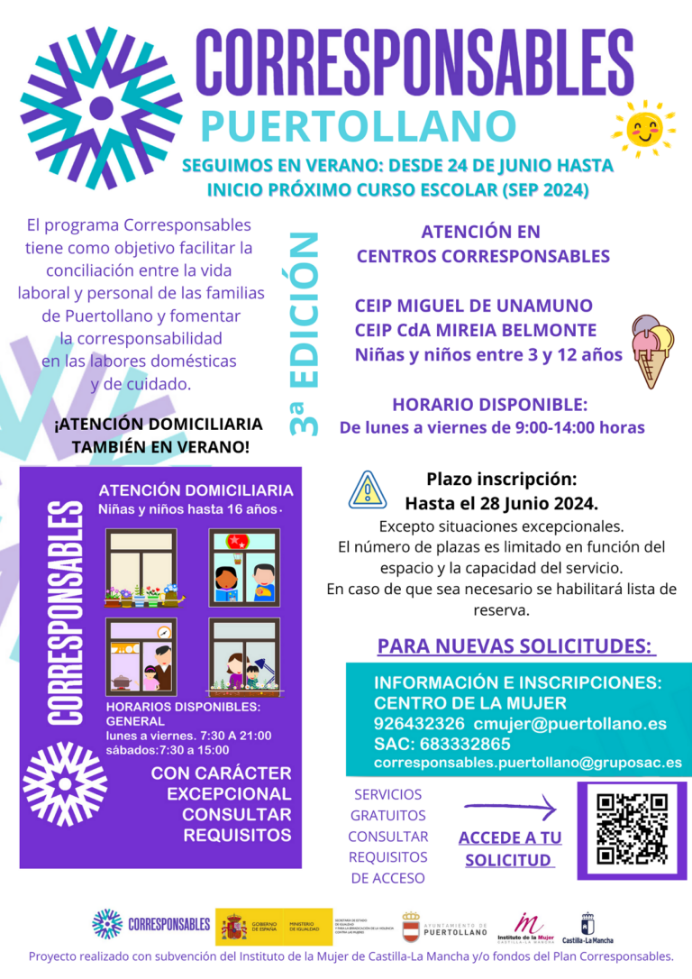 Puertollano: El programa «Corresponsables» continuará en vacaciones escolares en los colegios Miguel de Unamuno y Mireia Belmonte