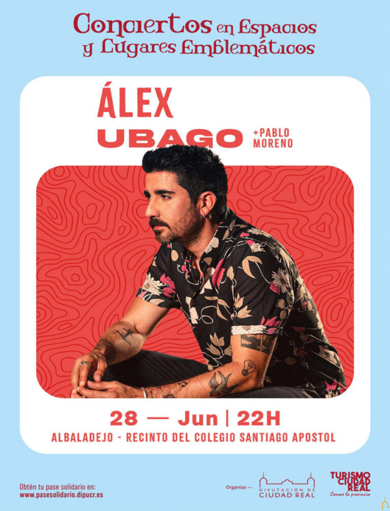 Álex Ubago actuará en Albaladejo el viernes 28 de junio en el marco de los Conciertos en Espacios y Lugares Emblemáticos impulsados por la Diputación