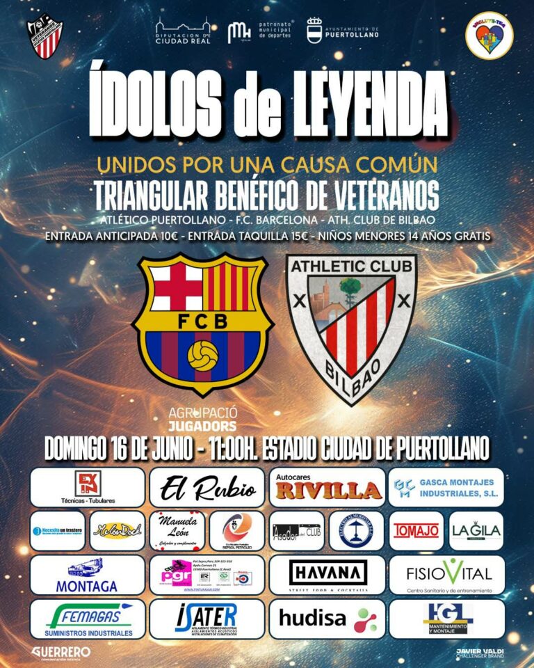 Todo listo para el triangular benéfico entre Veteranos Athletic Club Bilbao, FC Barcelona y Atlético Puertollano