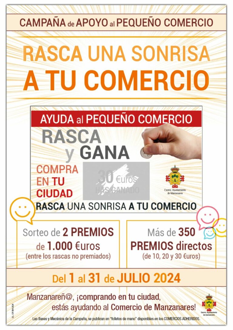 La campaña ‘Rasca una sonrisa a tu comercio’ repartirá casi 8.000 euros en premios