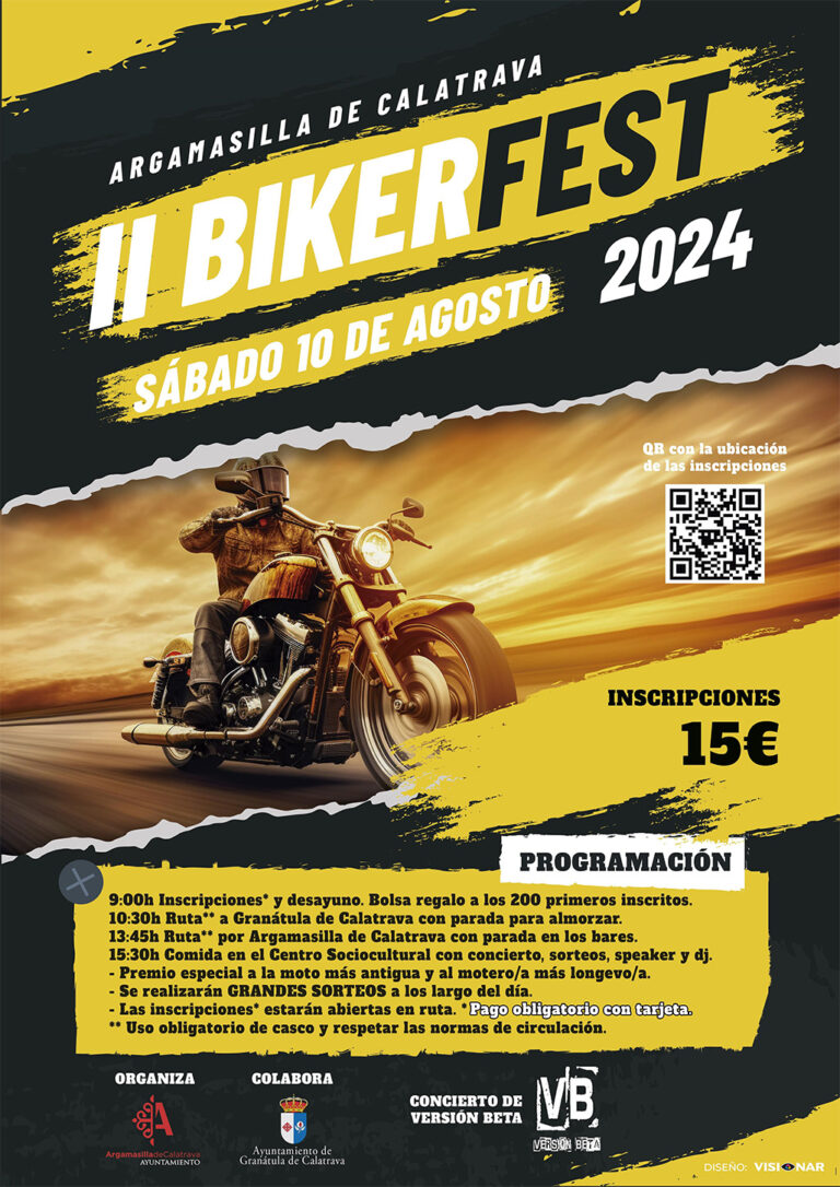 Argamasilla de Calatrava celebrará su II Biker Fest el 10 de agosto
