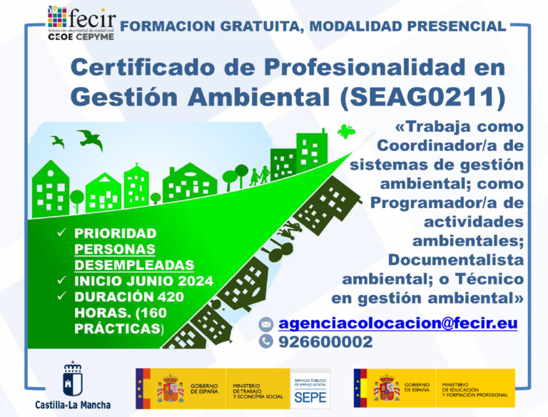 Nuevo curso de Certificado de Profesionalidad en Gestión Ambiental (SEAG0211)