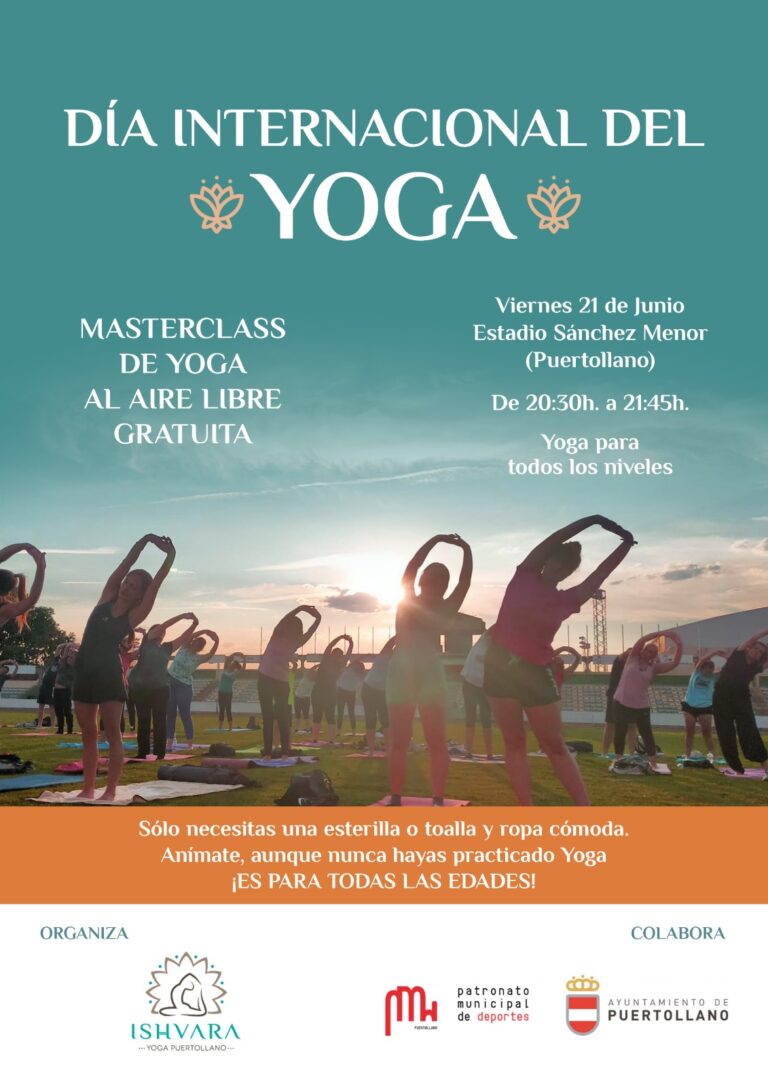 Puertollano: Masterclass al aire libre en el estadio Sánchez Menor en el día internacional del yoga
