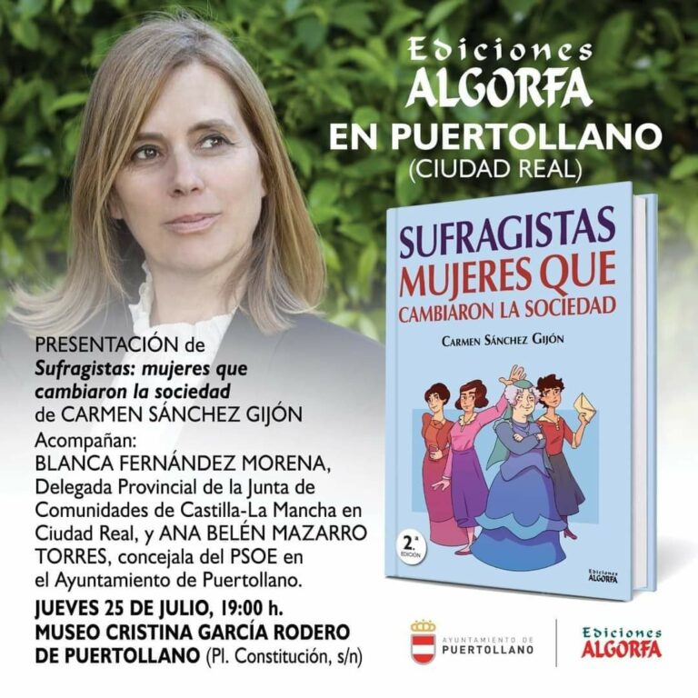 Carmen Sánchez Gijón presenta este jueves en Puertollano su libro «Sufragistas: mujeres que cambiaron la sociedad»
