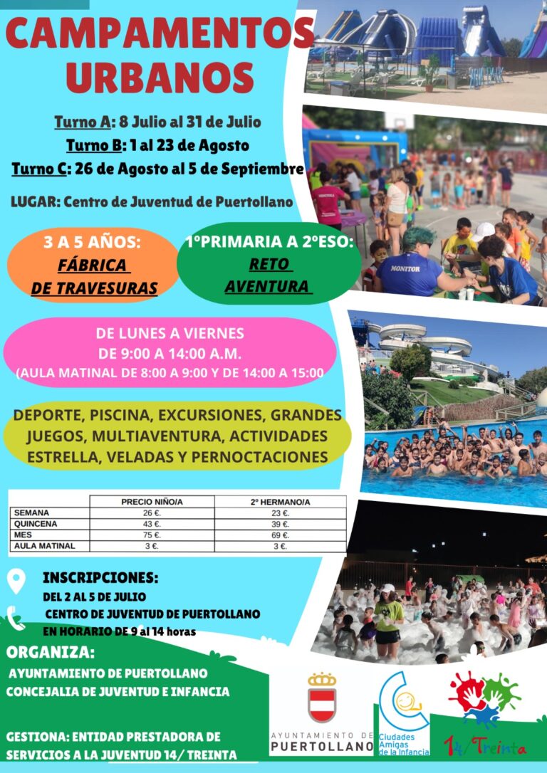 Puertollano: Últimas plazas para menores de 14 años de los campamentos urbanos de verano