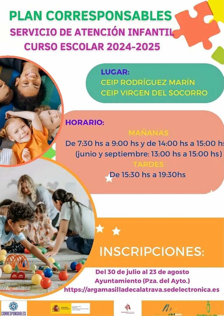 Apertura de inscripciones para el Servicio de Atención Infantil 2024-2025 en Argamasilla de Calatrava