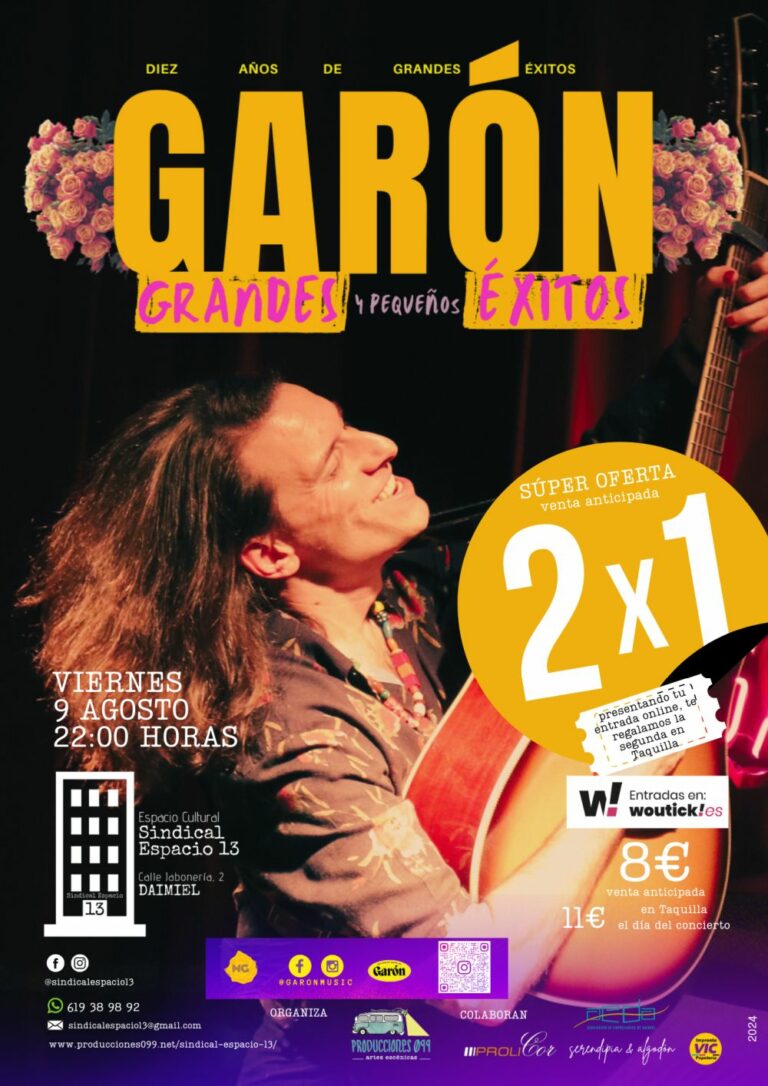 GARÓN en concierto este viernes en el Patio de Verano de Sindical Espacio 13